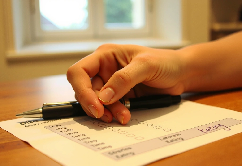 Ręczne adnotacje na formularzu analizy dietetycznej